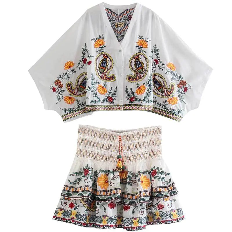BOHO INSPIRED Floral Embroidery Dress
